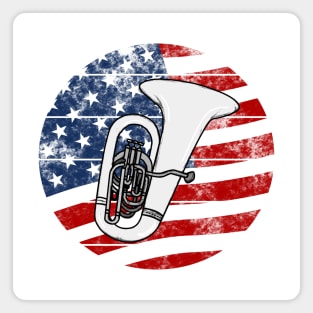 Tuba USA Flag Tubaist Brass Musician 4th July Magnet